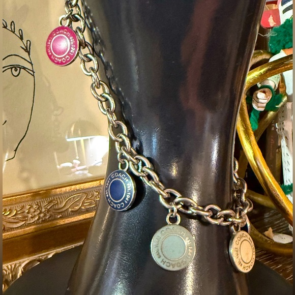 COACH Silver Tone Enamel Charms in a Variety of Colors on Original 9” Chain EUC - Picture 8 of 11